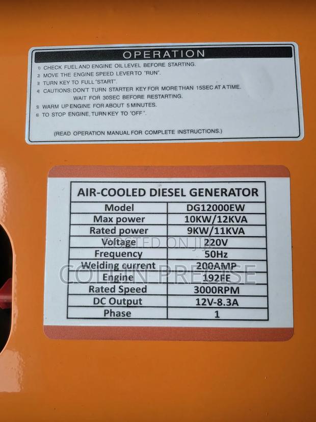 12kVa Air-Cool Diesel Generator - thumbnail 2