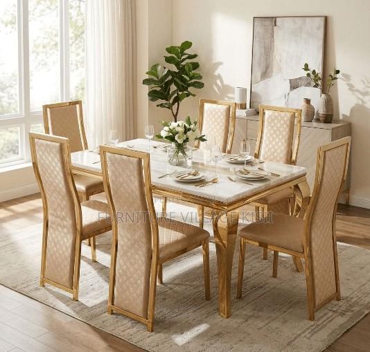 6-Seater Marble Dining Set - thumbnail 7