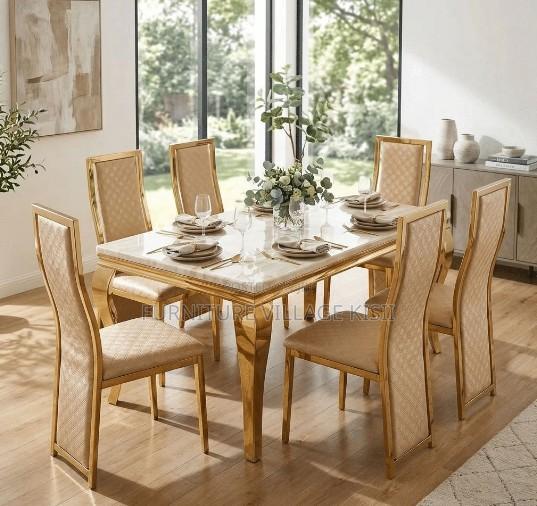 6-Seater Marble Dining Set - thumbnail 3