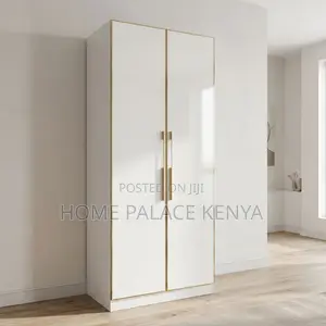 Home Wardrobe; White Glossy Double Door Wardrobe