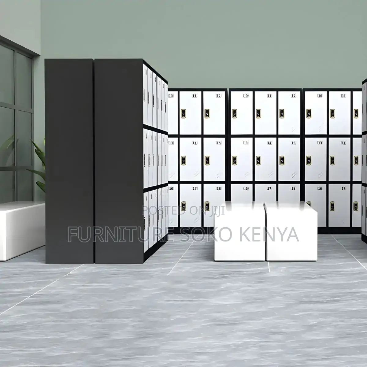 Office Cabinet : 9-Compartment Individual Lockable Storage Cabinet