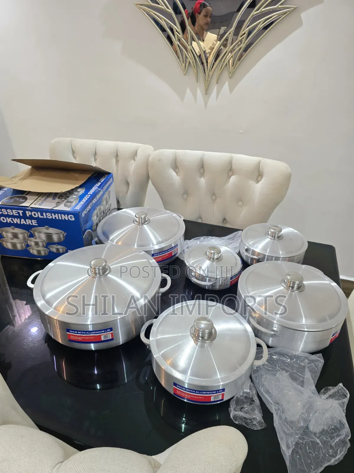 6pc Set Aluminum Cookware Sufuria Big Size