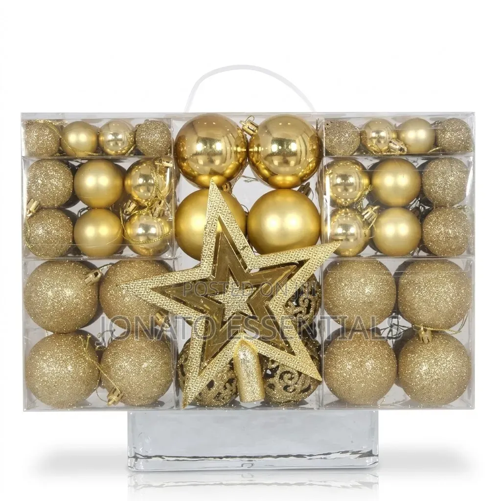 Gold Christmas Tree Balls Decorations Ornaments Pack 101 Pieces