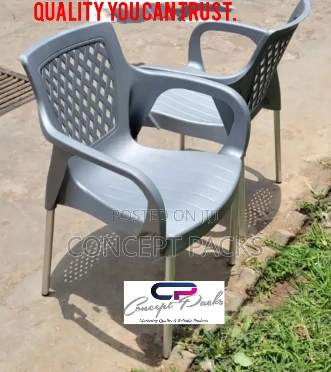 Grey Complast Garden Chairs