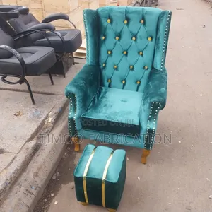 King Chair, Green and Strip Gold