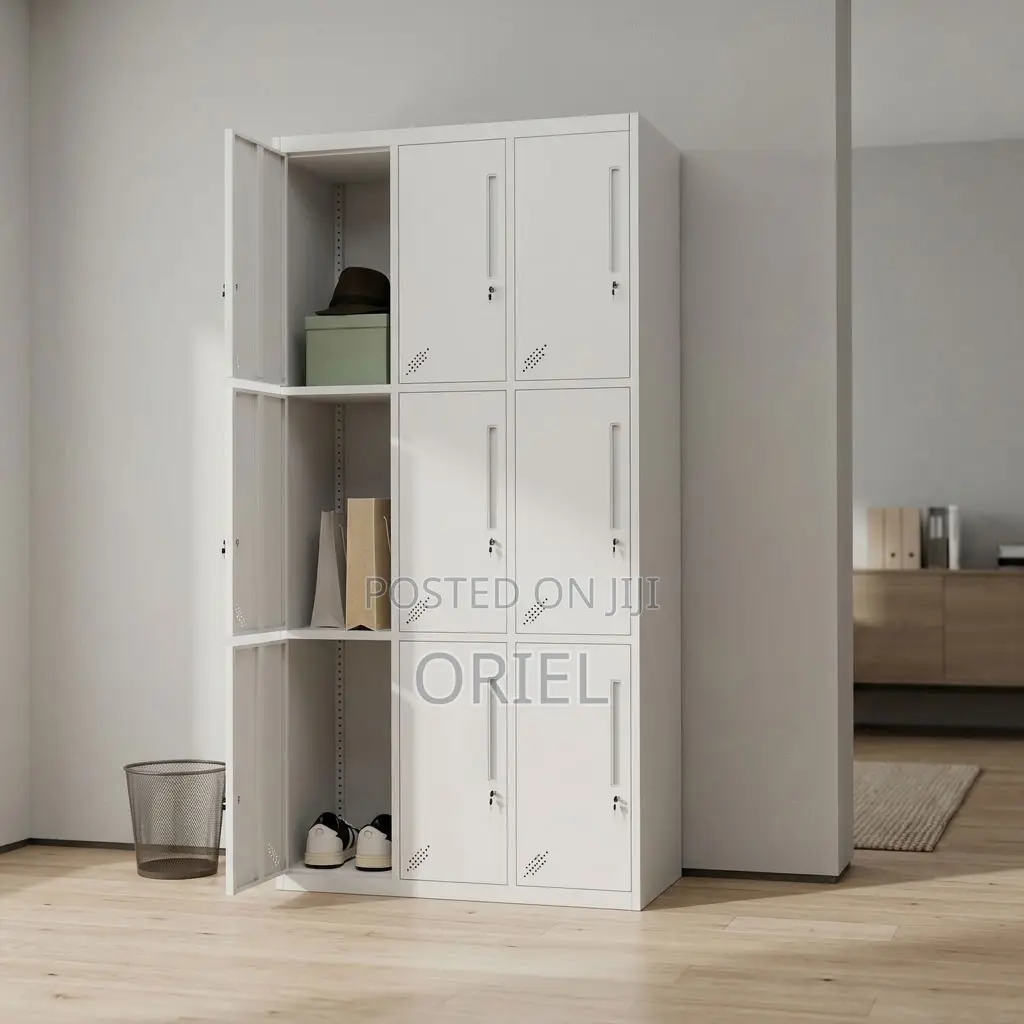 Office Cabinet : 9-Door Institutional Locker Cabinet