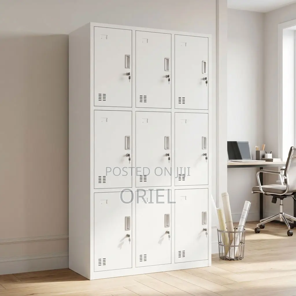 Office Cabinet : 9-Door Institutional Locker Cabinet