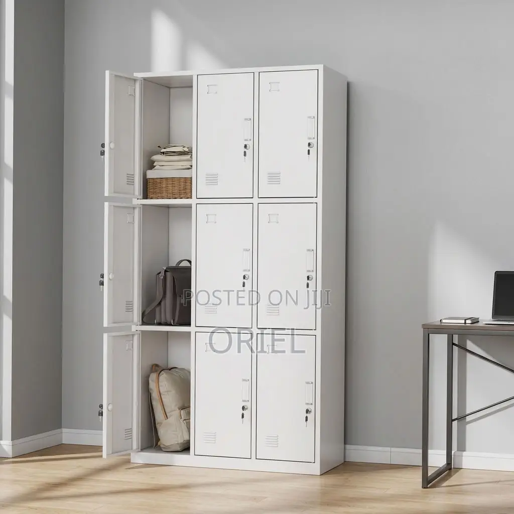 Office Cabinet : 9-Door Institutional Locker Cabinet