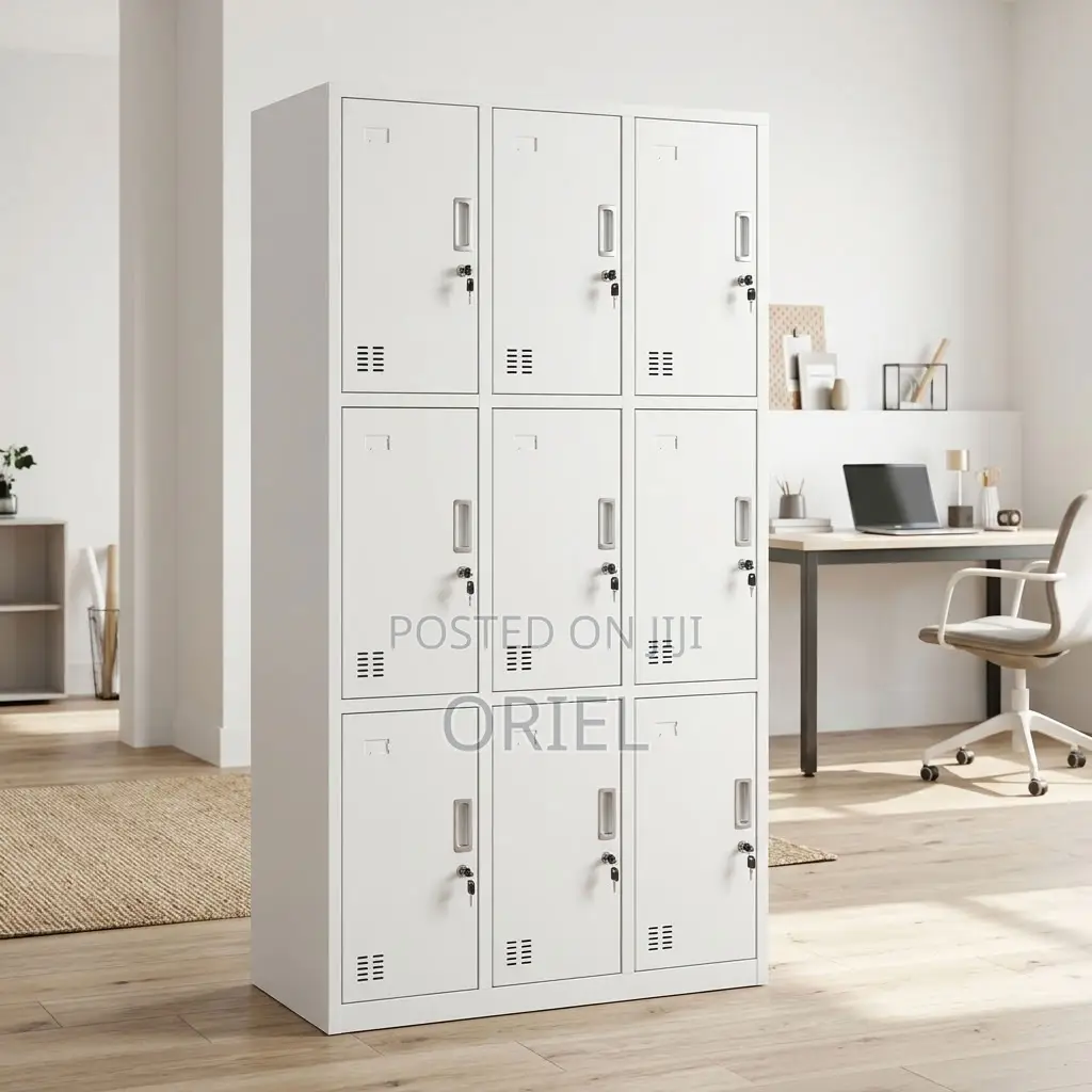 Office Cabinet : 9-Door Institutional Locker Cabinet