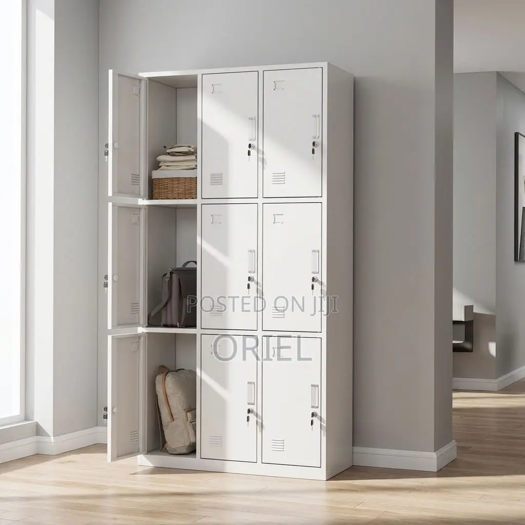 Office Cabinet : 9-Door Institutional Locker Cabinet