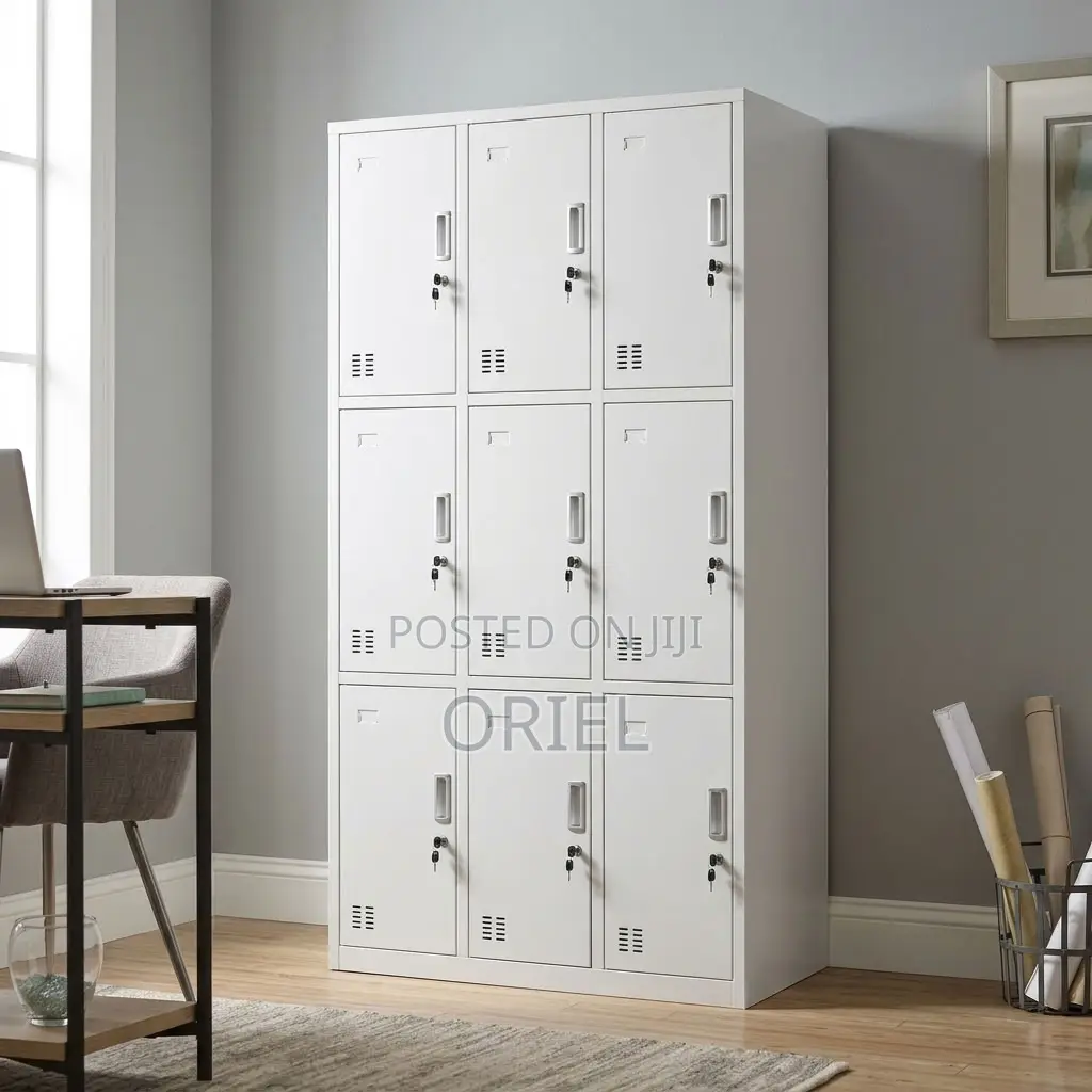 Office Cabinet : 9-Door Institutional Locker Cabinet