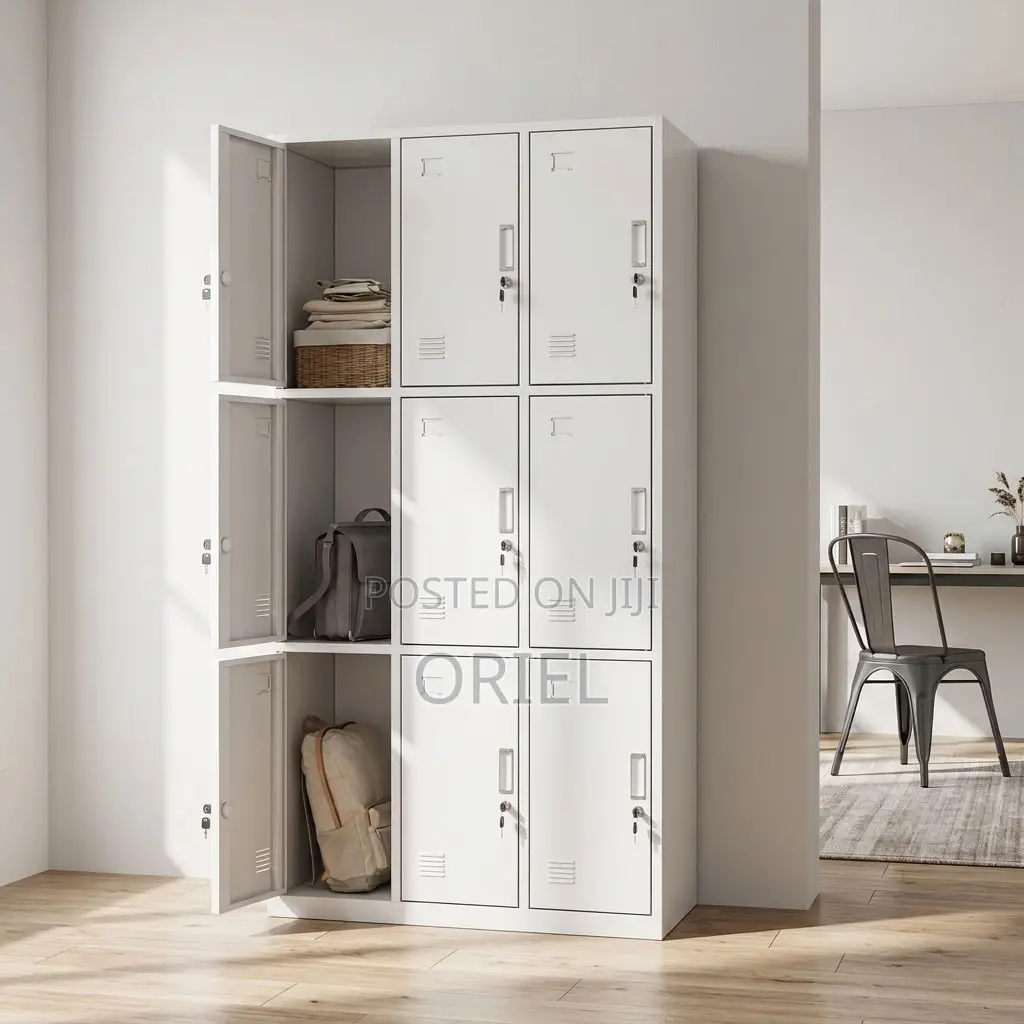 Office Cabinet : 9-Door Institutional Locker Cabinet