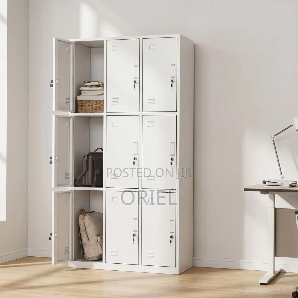 Office Cabinet : 9-Door Institutional Locker Cabinet