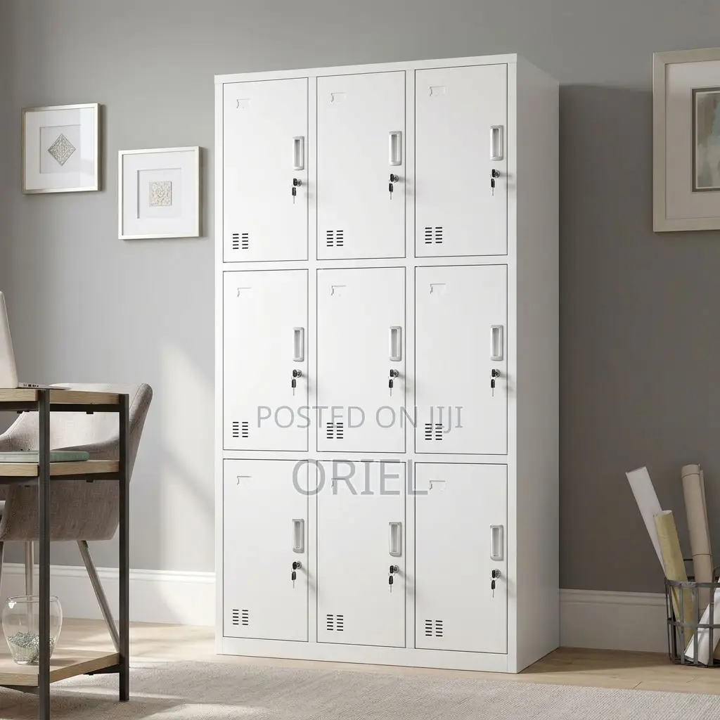 Office Cabinet : 9-Door Institutional Locker Cabinet