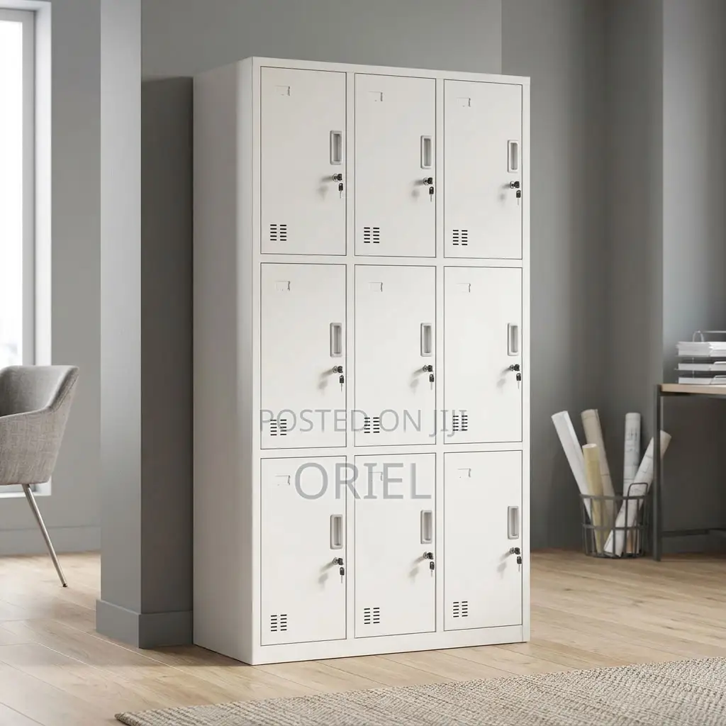 Office Cabinet : 9-Door Institutional Locker Cabinet