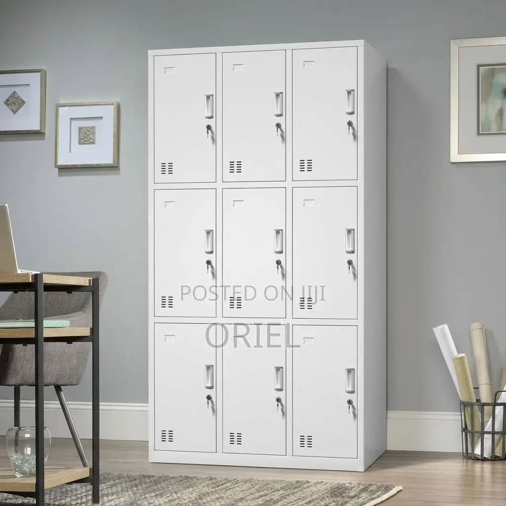 Office Cabinet : 9-Door Institutional Locker Cabinet