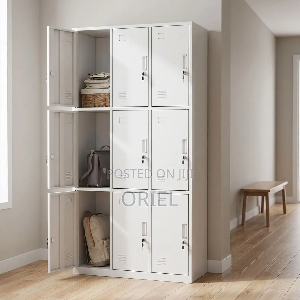 Office Cabinet : 9-Door Institutional Locker Cabinet