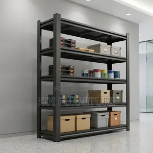 Home Office Organizaation Unit | Five Tier Black Steel Unit Rack