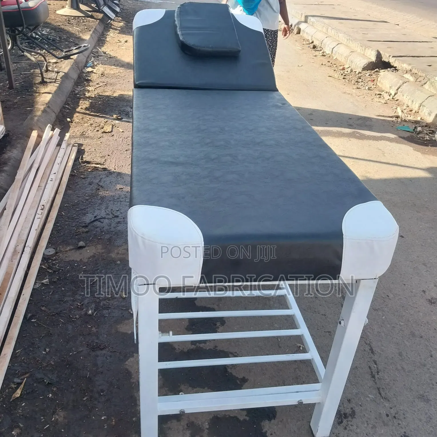 Foldable Massage Storage Bed White and Black Bed