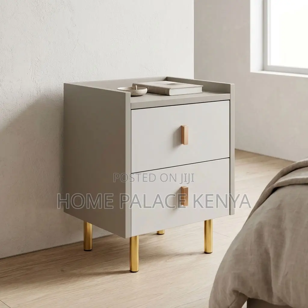 Bedside Cabinet; Minimalist Wooden Double Drawer Bedside
