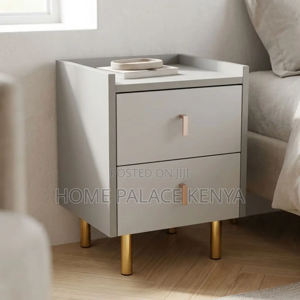 Bedside Cabinet; Minimalist Wooden Double Drawer Bedside