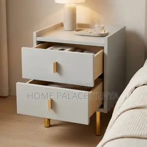 Bedside Cabinet; Minimalist Wooden Double Drawer Bedside