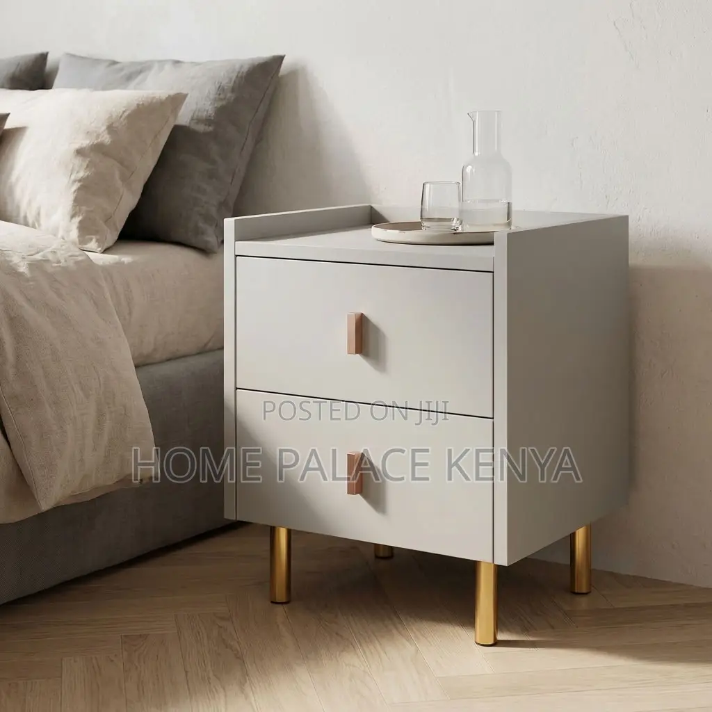 Bedside Cabinet; Minimalist Wooden Double Drawer Bedside