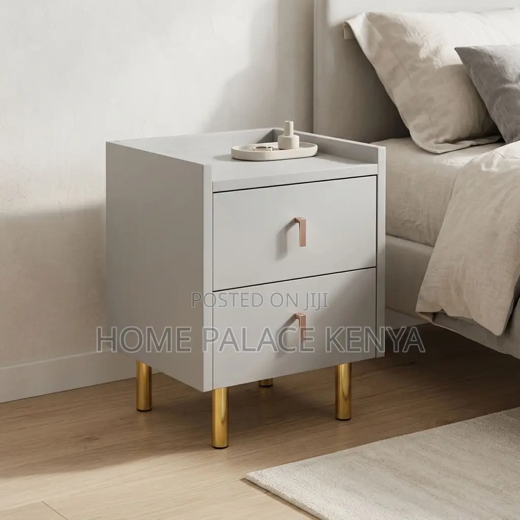 Bedside Cabinet; Minimalist Wooden Double Drawer Bedside