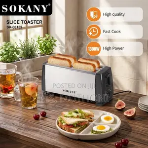 Stainelss Steel Sokany 4-Slice Bread Electric Toaster*