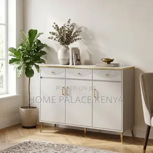 Kitchen Cabinet; 3-Door Wooden Utensils Storage Cabinet