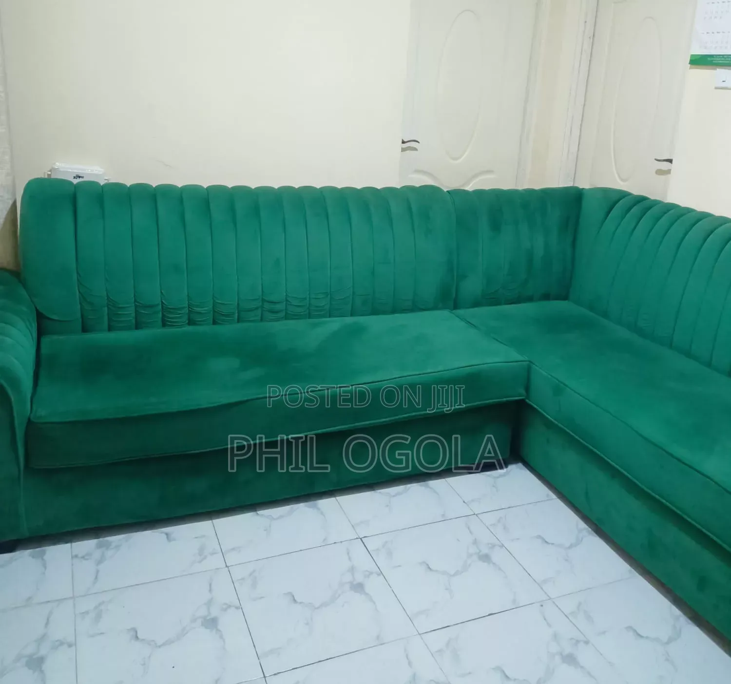 Emerald Green L-Shaped 6 Seater Sofa