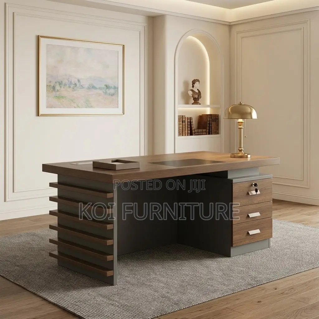 Urban Executive Desk | 140cm Golden Modern Table With Three Drawer