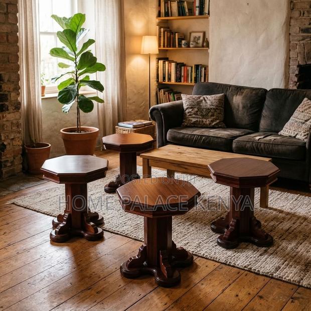 Coffee Table; Mahogany Coffee Table With Four Matching Stool - thumbnail 10