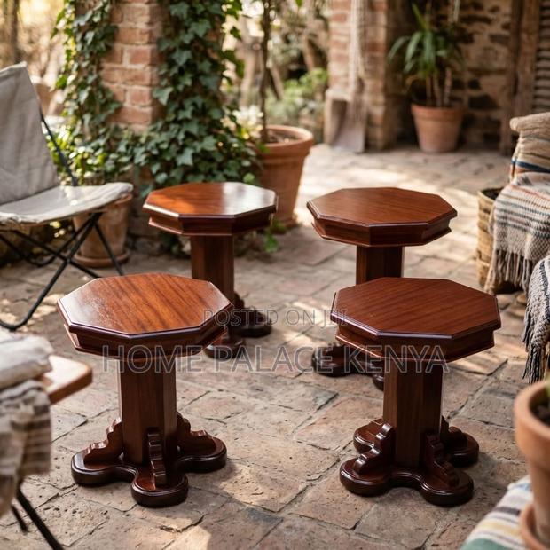 Coffee Table; Mahogany Coffee Table With Four Matching Stool - thumbnail 13
