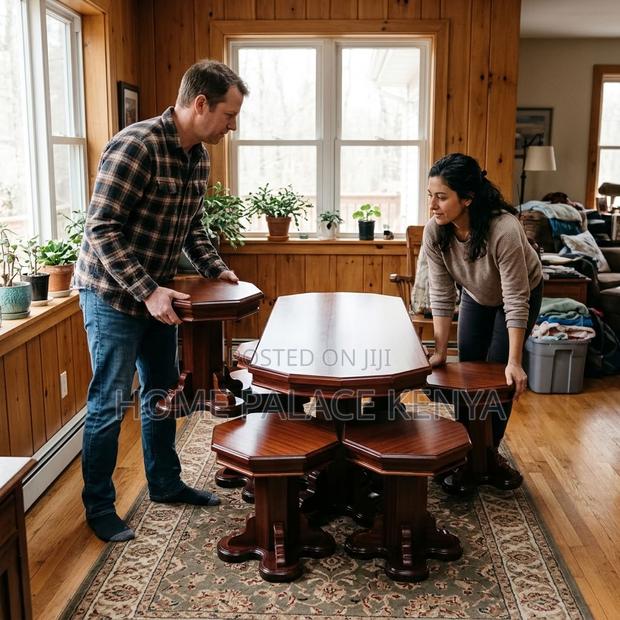 Coffee Table; Mahogany Coffee Table With Four Matching Stool - thumbnail 17