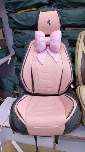 Universal 5-Seater Leather Car Seat Cover Pink and Black