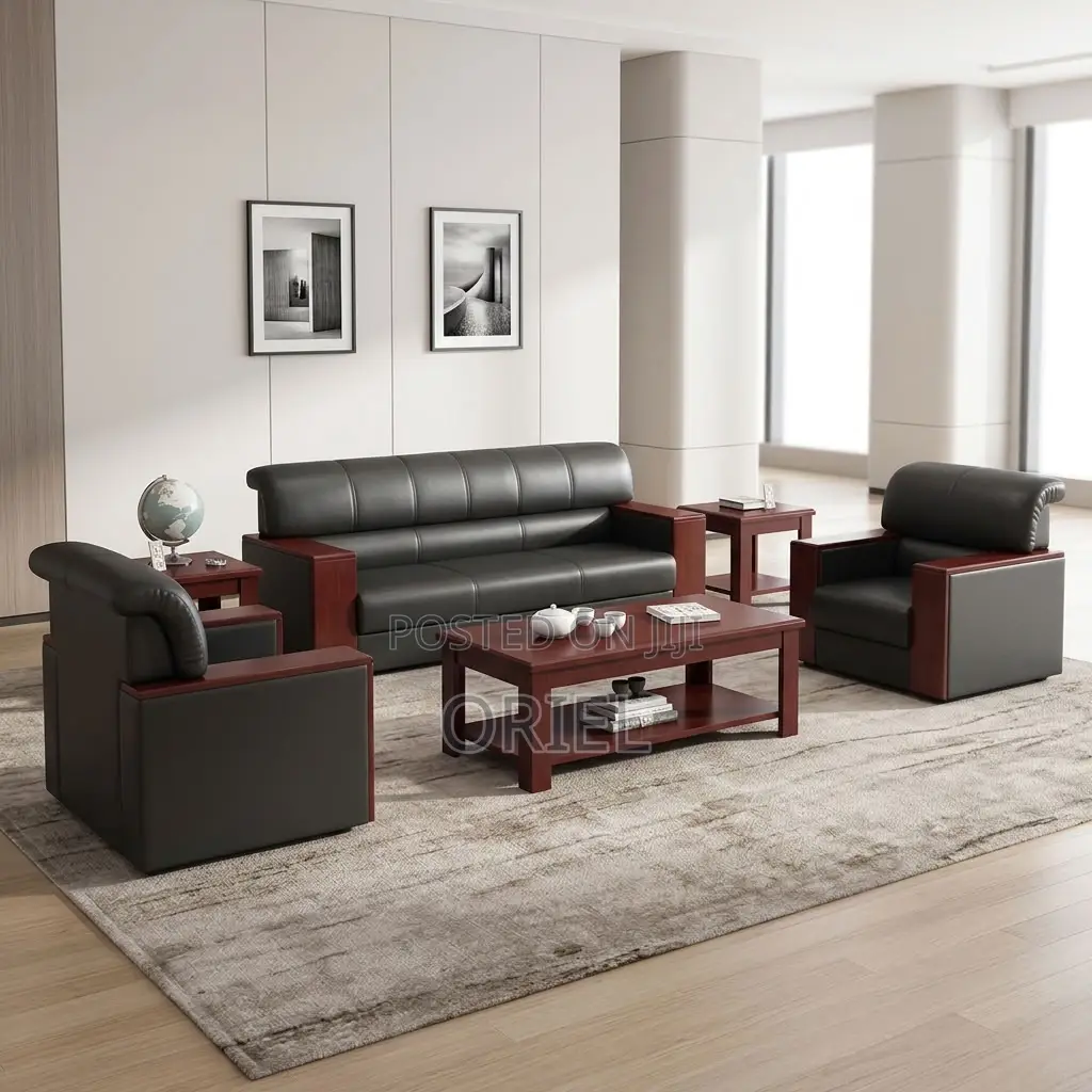 Office Sofa : Five-Seater Leather Sofa