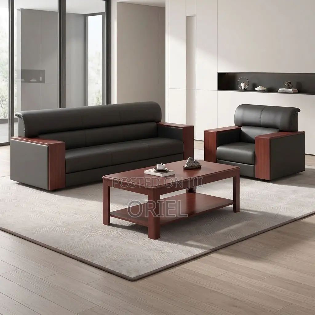 Office Sofa : Five-Seater Leather Sofa