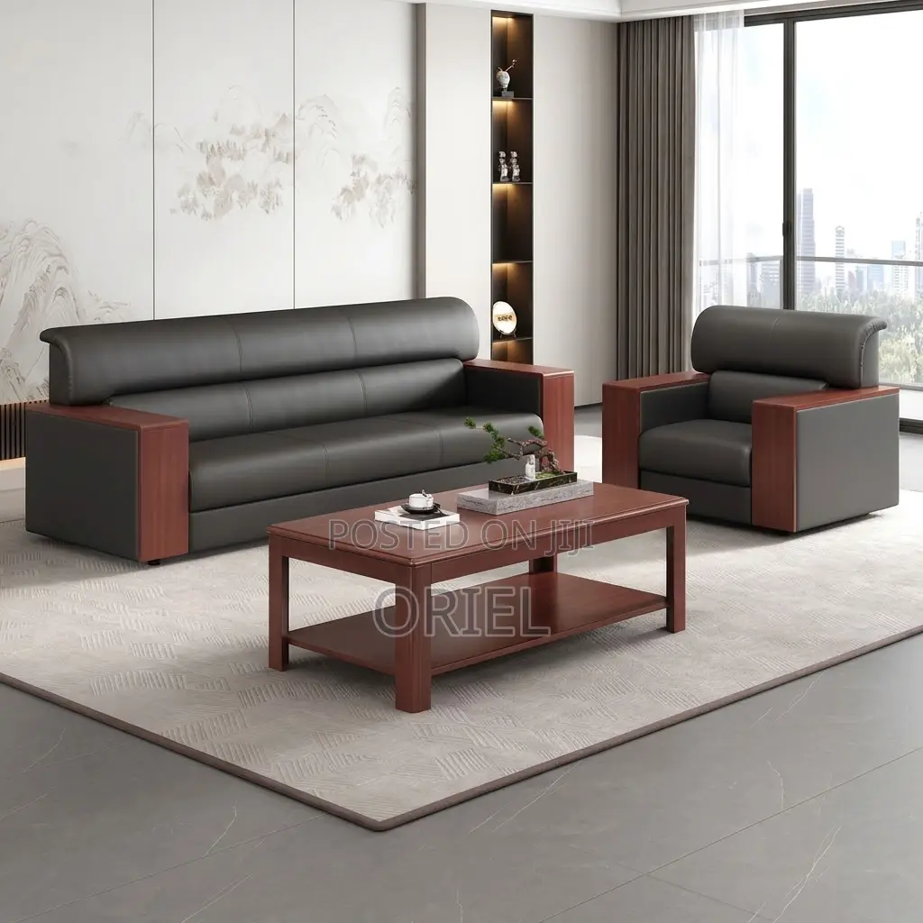 Office Sofa : Five-Seater Leather Sofa