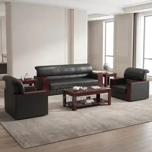 Office Sofa : Five-Seater Leather Sofa
