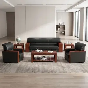 Office Sofa : Five-Seater Leather Sofa