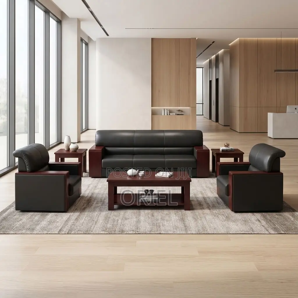 Office Sofa : Five-Seater Leather Sofa