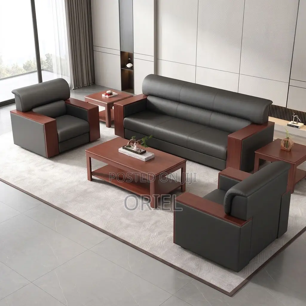 Office Sofa : Five-Seater Leather Sofa