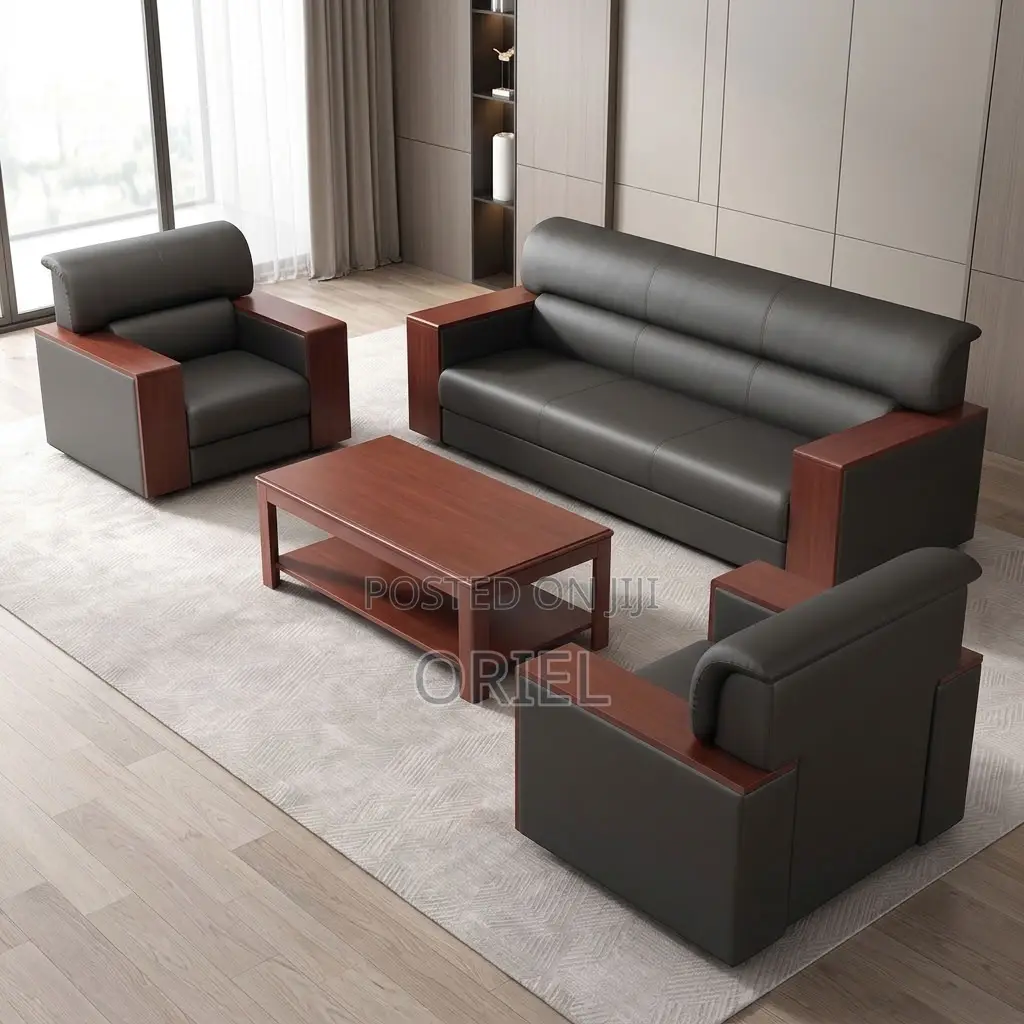 Office Sofa : Five-Seater Leather Sofa