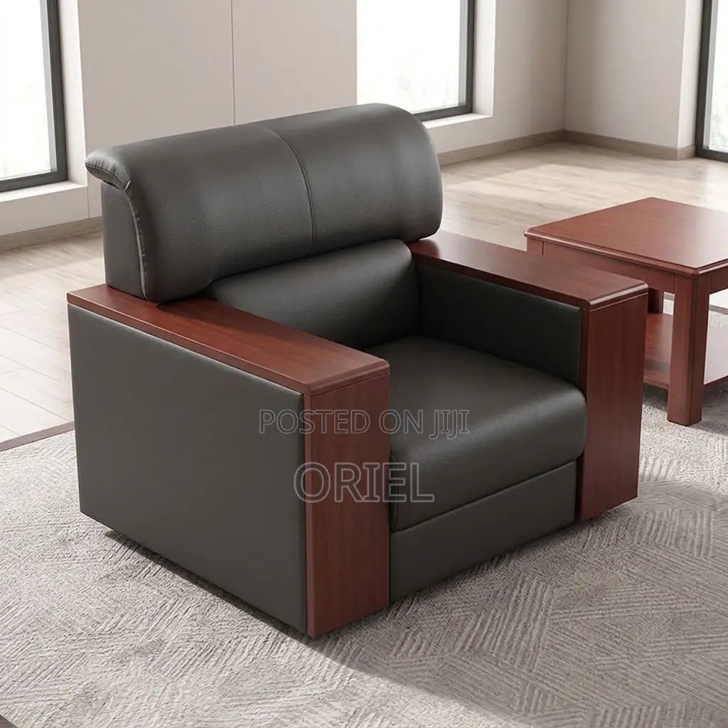 Office Sofa : Five-Seater Leather Sofa