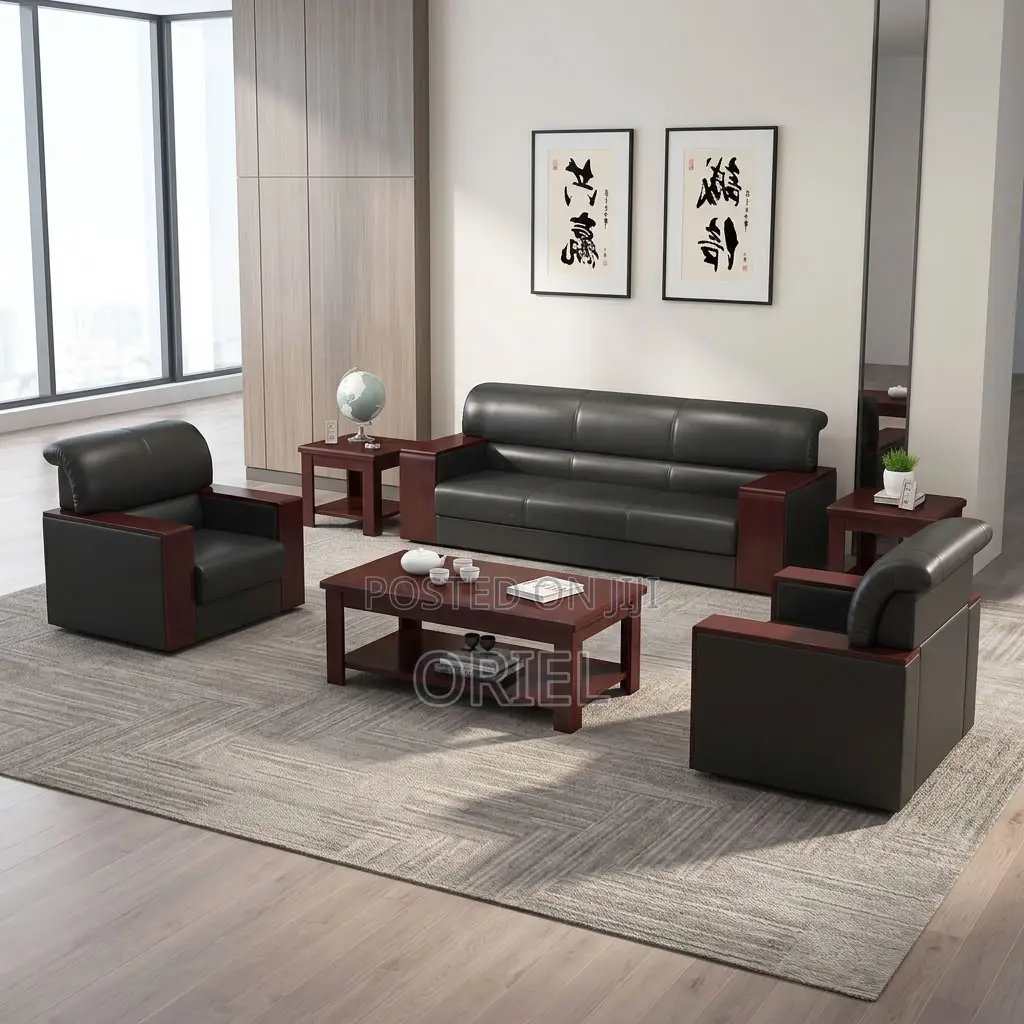 Office Sofa : Five-Seater Leather Sofa