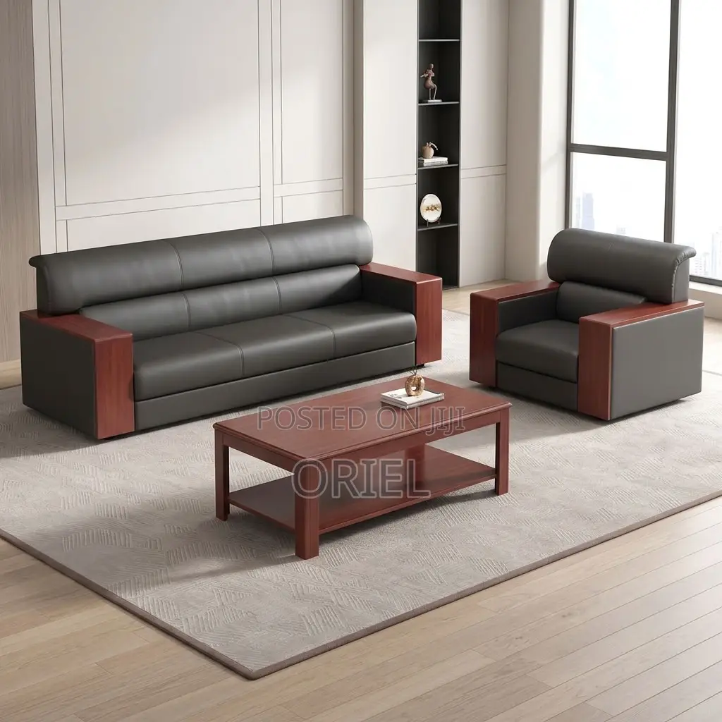 Office Sofa : Five-Seater Leather Sofa