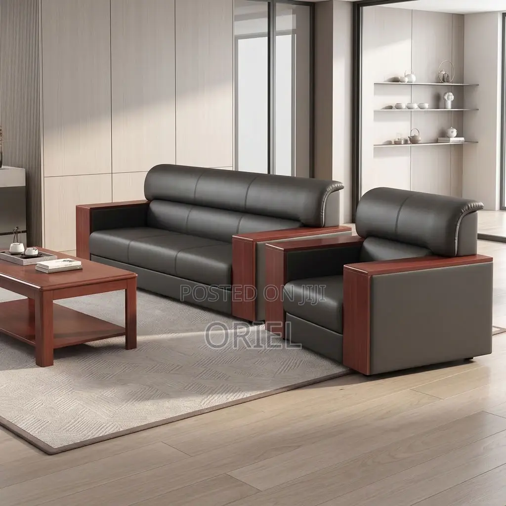 Office Sofa : Five-Seater Leather Sofa