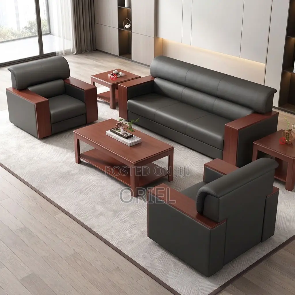 Office Sofa : Five-Seater Leather Sofa
