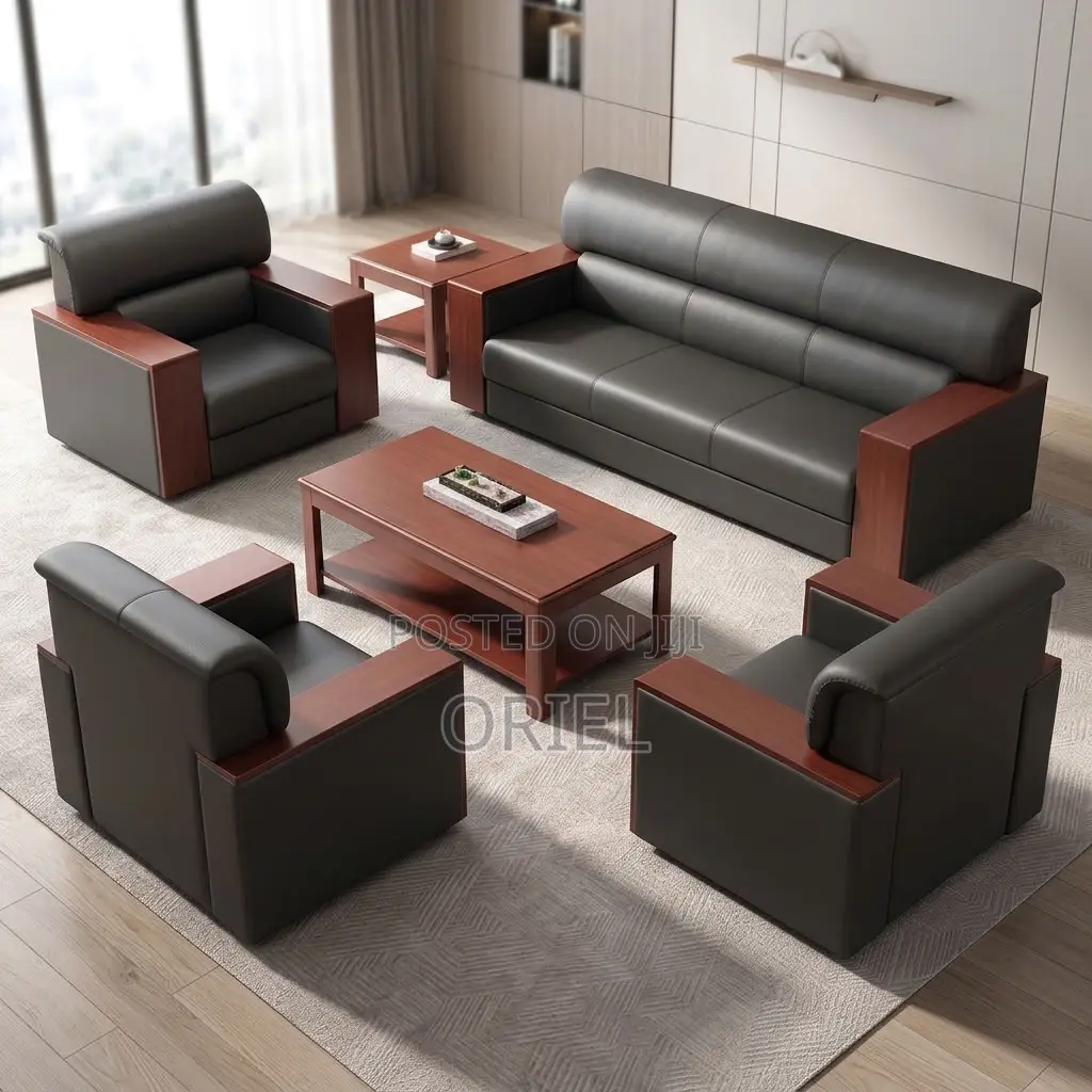 Office Sofa : Five-Seater Leather Sofa